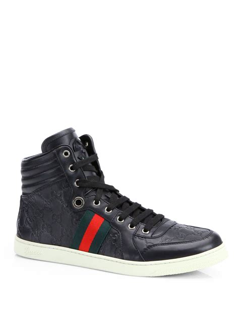 gucci high top black sneakers|black gucci sneakers for men.